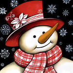 Snowman with red hat and snowflakes paint by numbers kit for beginners