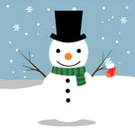 Snowman with top hat and green scarf paint by numbers kit for beginners