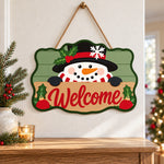 Snowman with top hat paint by numbers door hanger as indoor wall decor