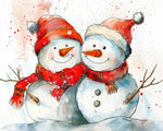 Snowmen with red scarves cross stitch kit for beginners
