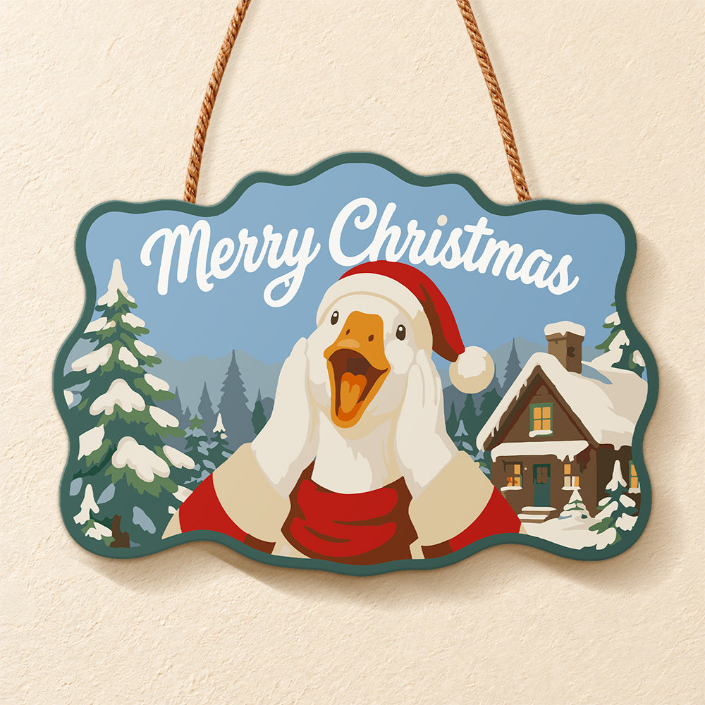Snowy cabin christmas paint by numbers door hanger finished design