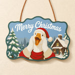 Snowy cabin christmas paint by numbers door hanger finished design