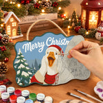 Snowy cabin christmas paint by numbers door hanger painting process