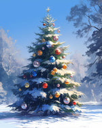 Snowy christmas tree in winter forest cross stitch kit for beginners