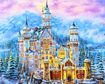 Snowy fairytale castle cross stitch kit for beginners