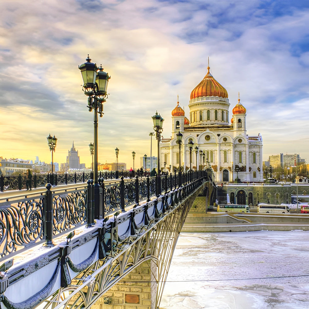 Snowy moscow cathedral cross stitch kit for beginners