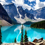 Snowy mountains and turquoise lake cross stitch kit for beginners