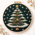 Snowy striped christmas tree embroidery kit