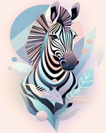 Soft pastel geometric zebra paint by numbers kit for beginners