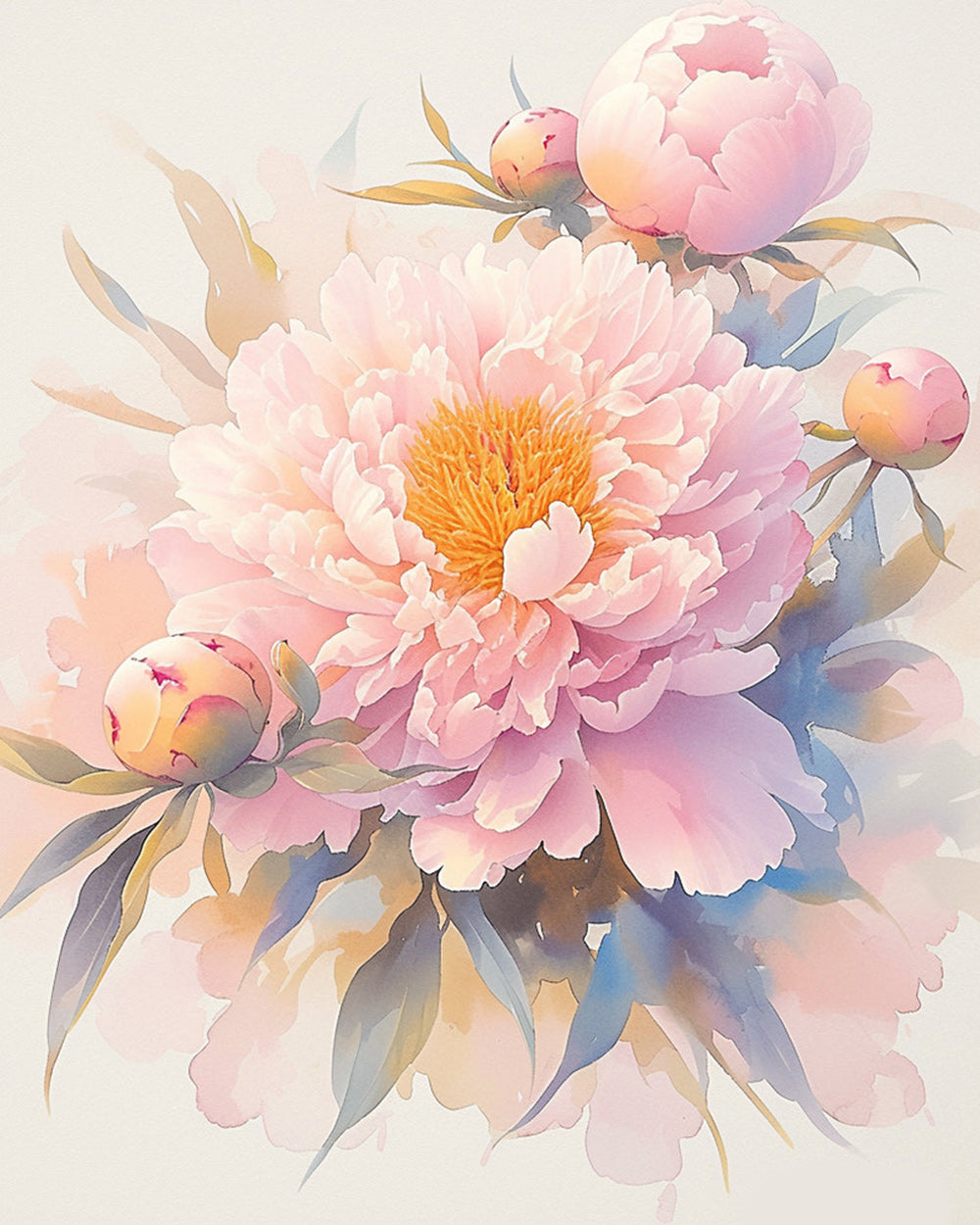 Soft pink peony cross stitch kit for beginners
