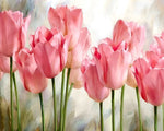 Soft pink tulips cross stitch kit for beginners
