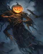 Spooky pumpkin reaper with crows cross stitch kit for beginners