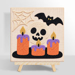 Spooky skull candles punch needle kit for beginners