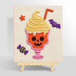 Spooky skull ice cream cup punch needle kit for beginners