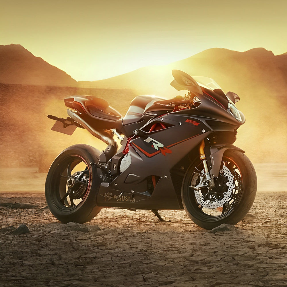 Sports motorbike in desert cross stitch kit for beginners