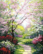 Spring blossom garden path cross stitch kit for beginners