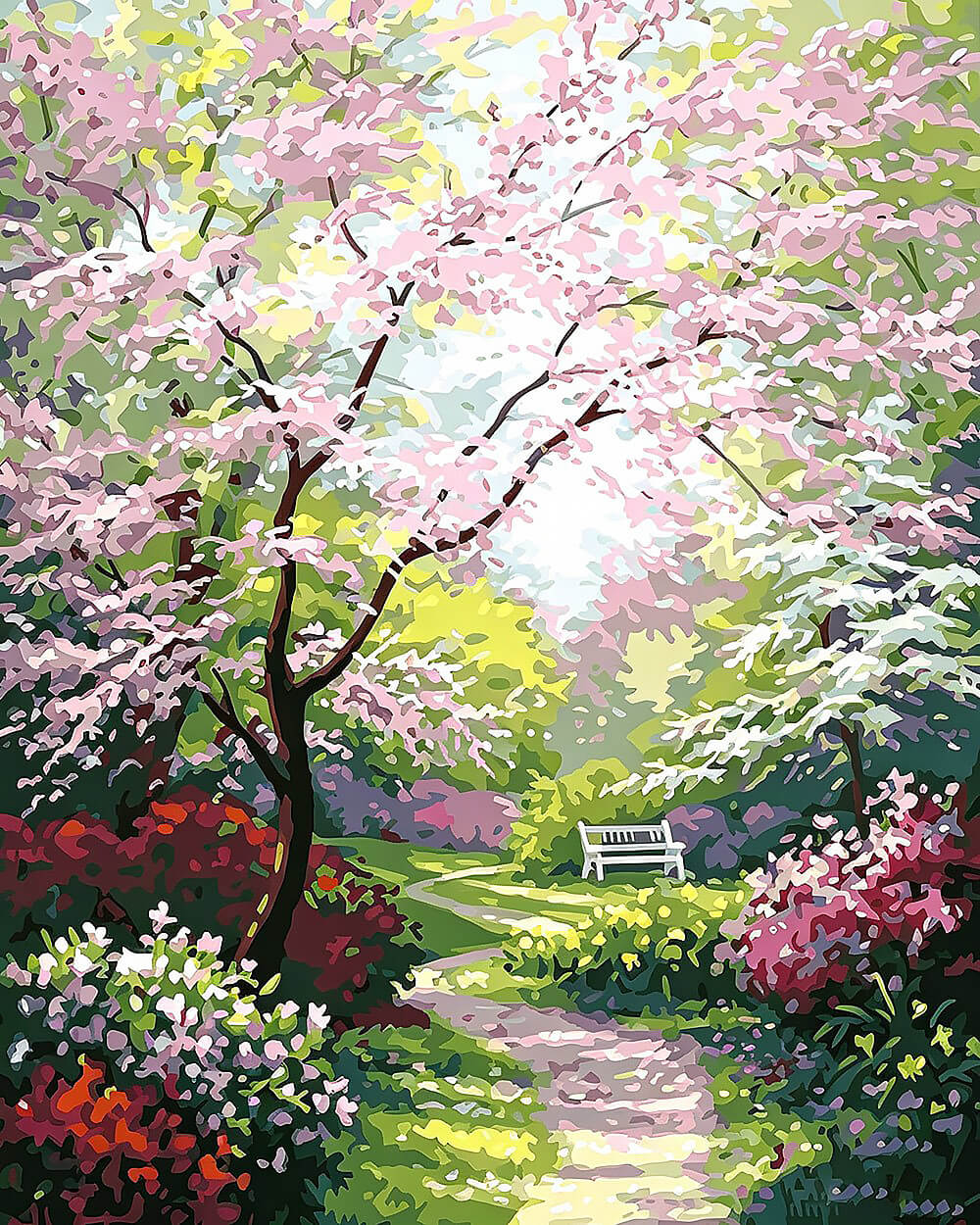Spring blossom garden path cross stitch kit for beginners