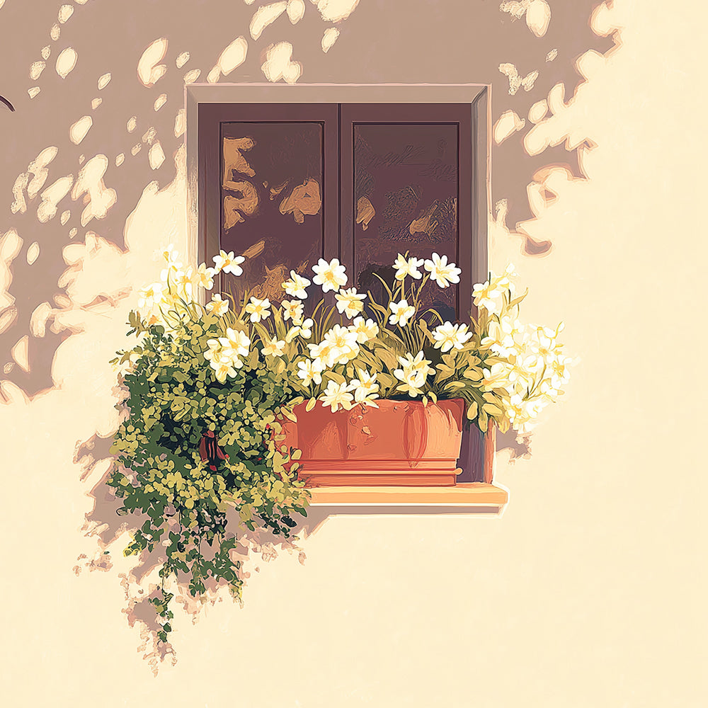 Spring daffodils in a window box cross stitch kit for beginners
