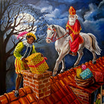 St nicholas and black pete on the roof paint by numbers kit for beginners