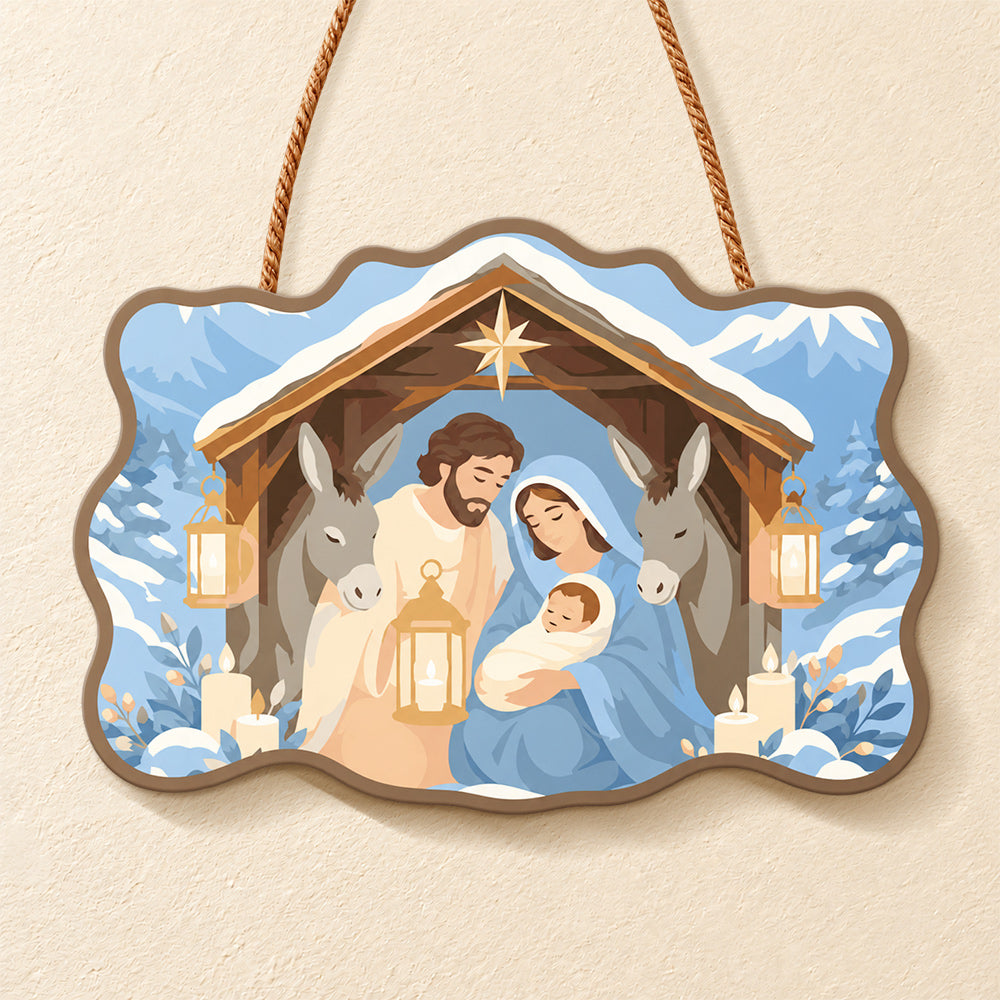 Stable holy blessing paint by numbers door hanger finished design