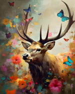 Stag butterflies and flowers cross stitch kit for beginners