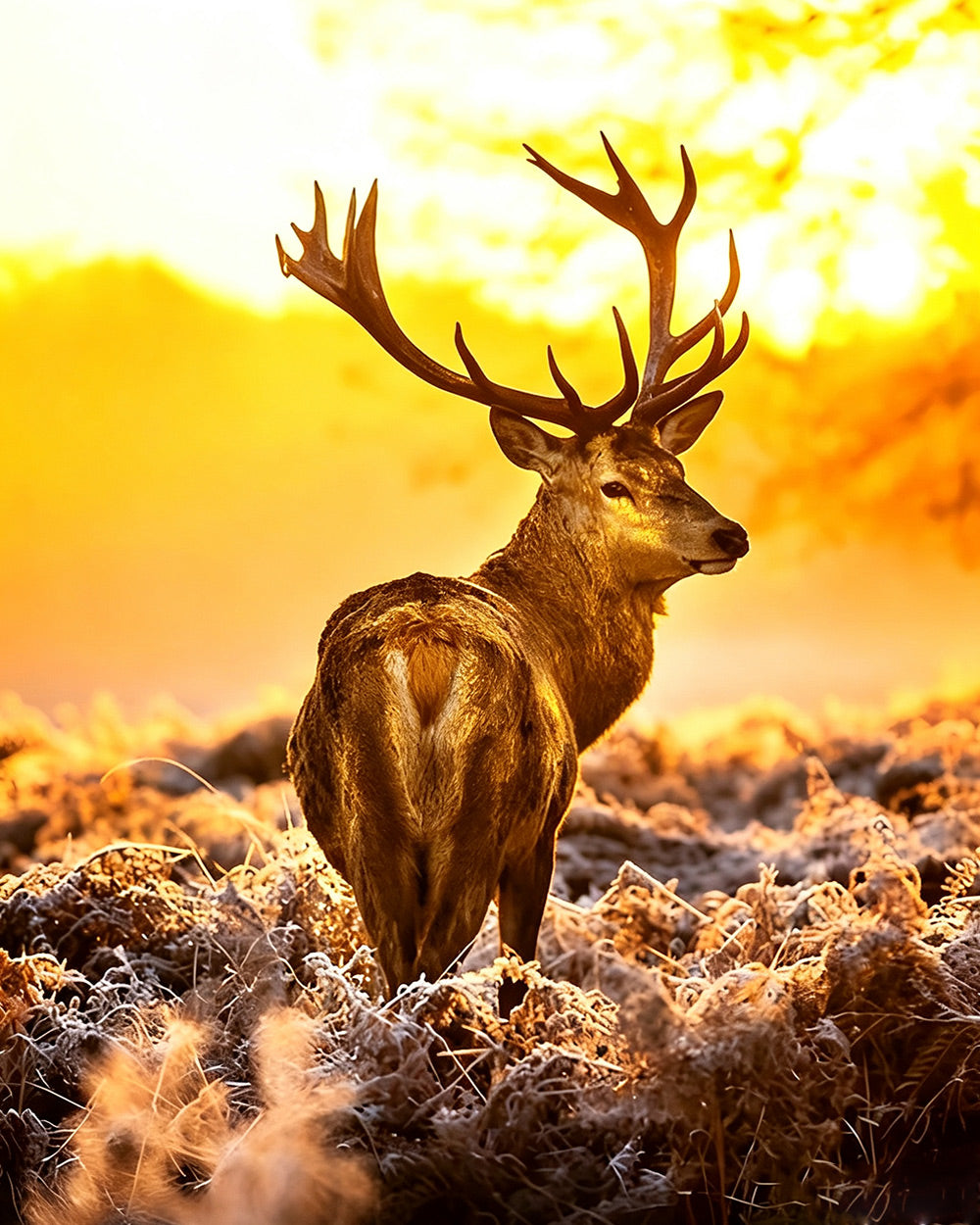 Stag in golden sunset cross stitch kit for beginners