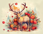 Stag with autumn apples paint by numbers kit for beginners