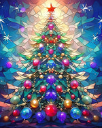 Stained glass christmas tree cross stitch kit for beginners