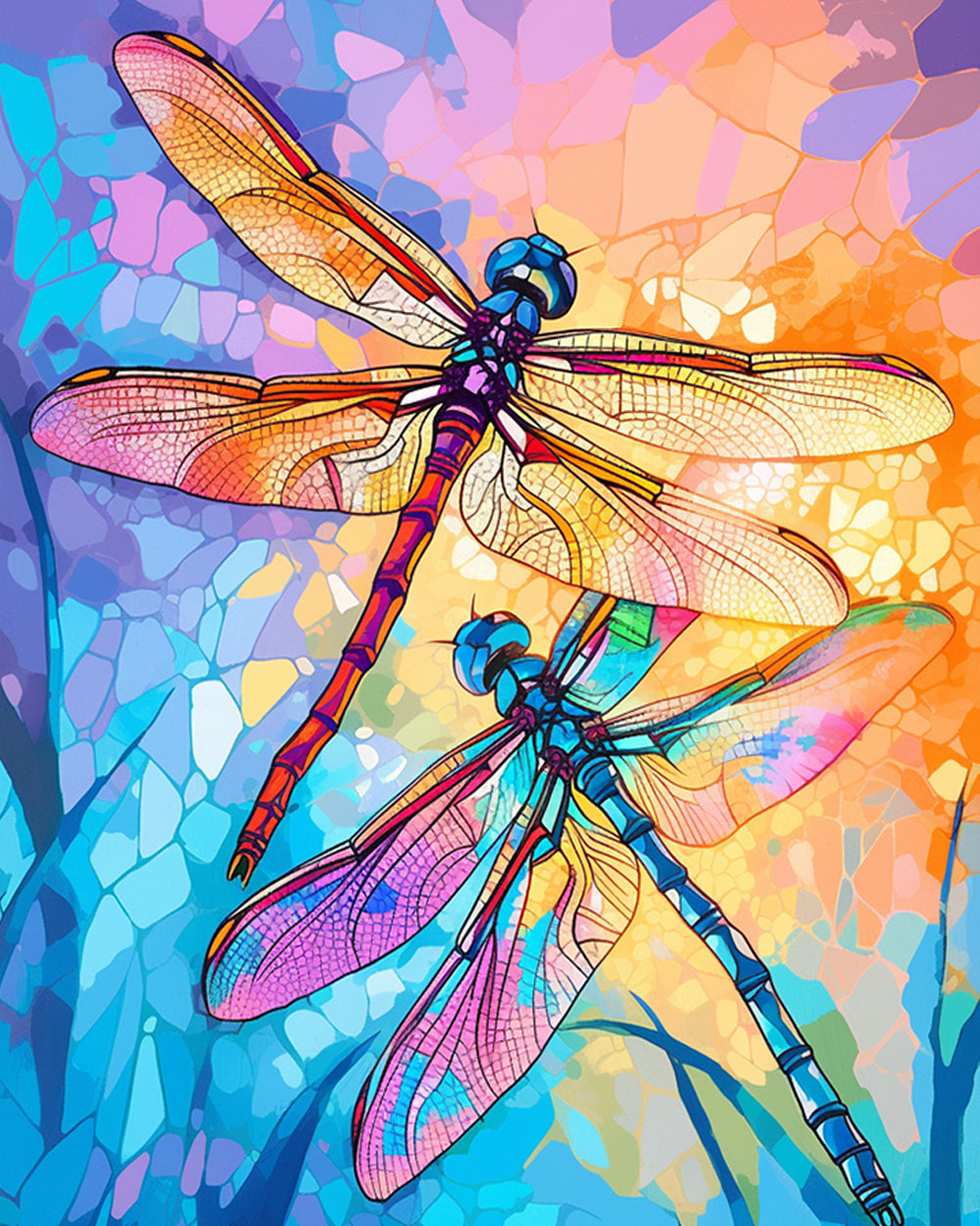 Stained glass dragonflies cross stitch kit for beginners
