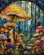 Stained glass mushroom forest cross stitch kit for beginners