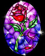 Stained glass style red rose cross stitch kit for beginners