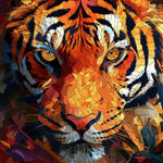 Stained glass tiger portrait cross stitch kit for beginners