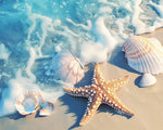 Starfish and seashells on beach cross stitch kit for beginners