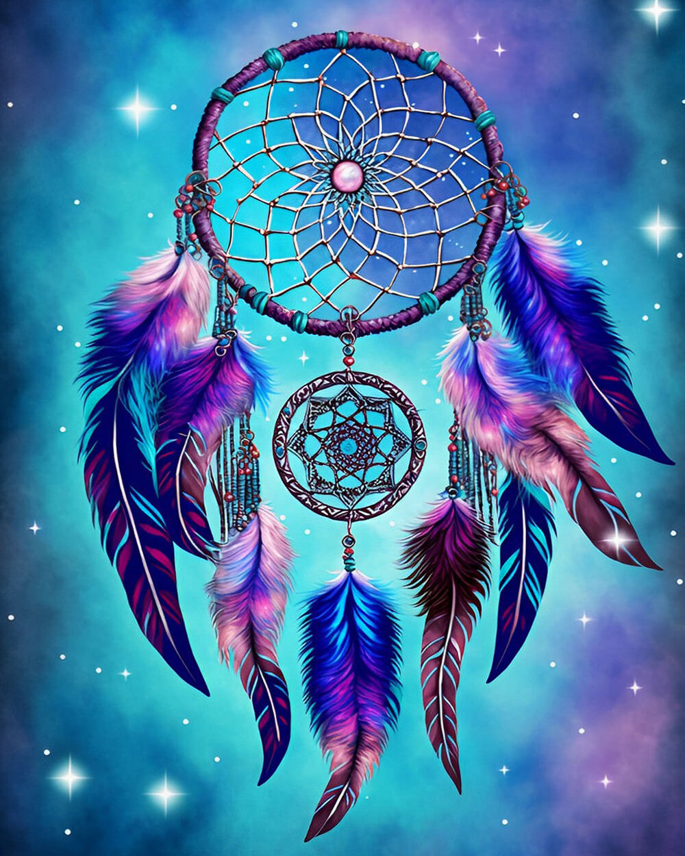 Starlight dreamcatcher cross stitch kit for beginners