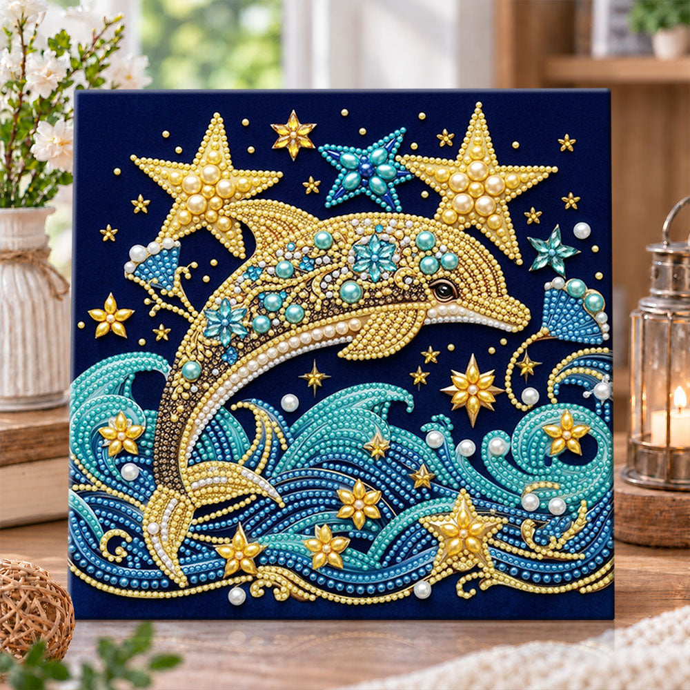 Starlight ocean dolphin pearl diamond painting kit for beginners