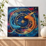 Finished starlight twin koi pearl diamond painting artwork displayed as holiday home decor