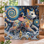 Starry cat and little girl pearl diamond painting kit for beginners
