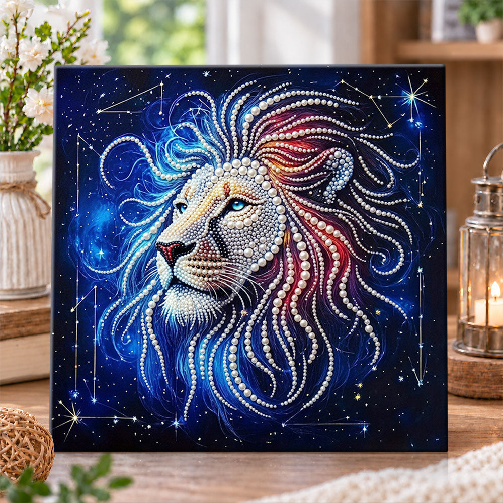 Starry constellation lion head pearl diamond painting kit for beginners