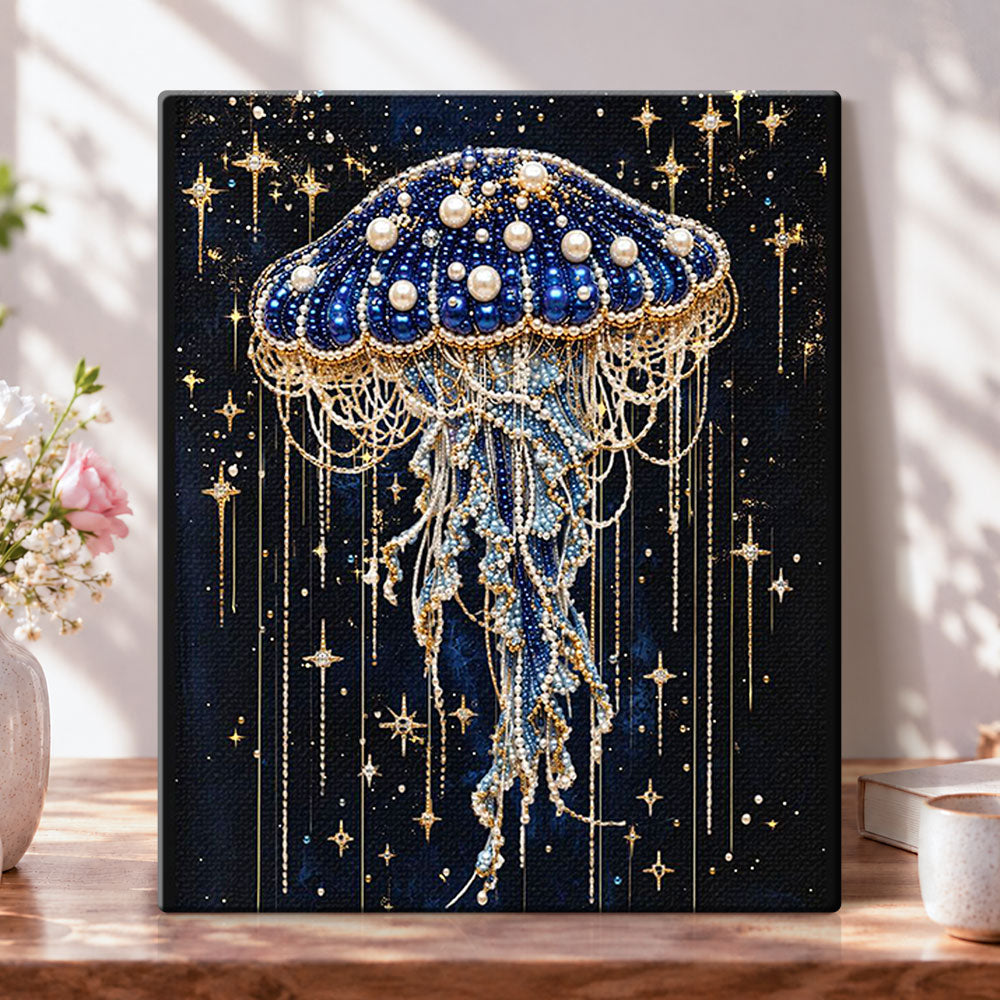 Starry deep sea jellyfish pearl diamond painting kit for beginners