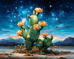 Starry night cactus cross stitch kit for beginners