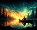 Starry night canoe cross stitch kit for beginners