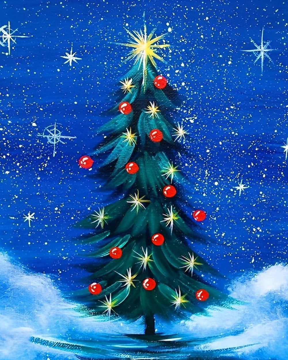 Starry night christmas tree cross stitch kit for beginners