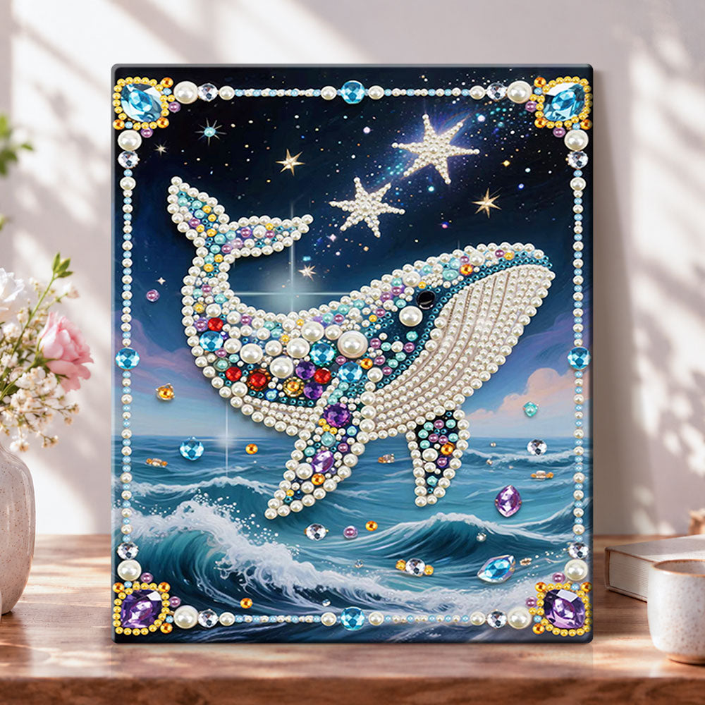 Starry ocean whale pearl diamond painting kit for beginners