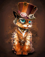 Steampunk cat cross stitch kit for beginners