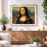 Finished stretched mona lisa parody paint by numbers artwork displayed as home decor