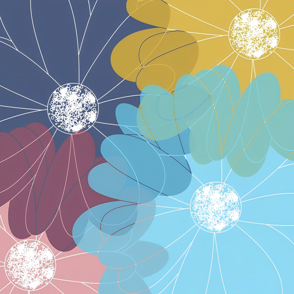Stylised chrysanthemum design cross stitch kit for beginners