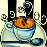 Stylised coffee cup and swirls illustration cross stitch kit for beginners