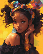 Stylish young girl with colourful headband cross stitch kit for beginners