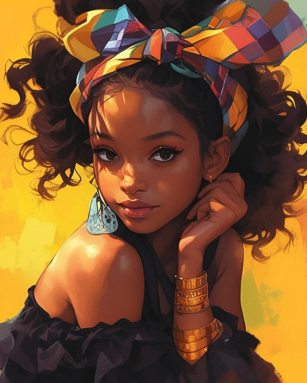 Stylish young girl with colourful headband cross stitch kit for beginners