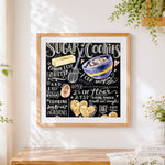 Finished sugar cookies recipe cross stitch artwork displayed